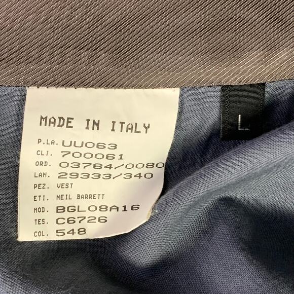 NEIL BARRETT Size L Grey White Pinstripe Wool Double Breasted Notch Lapel Vest - Picture 7 of 11